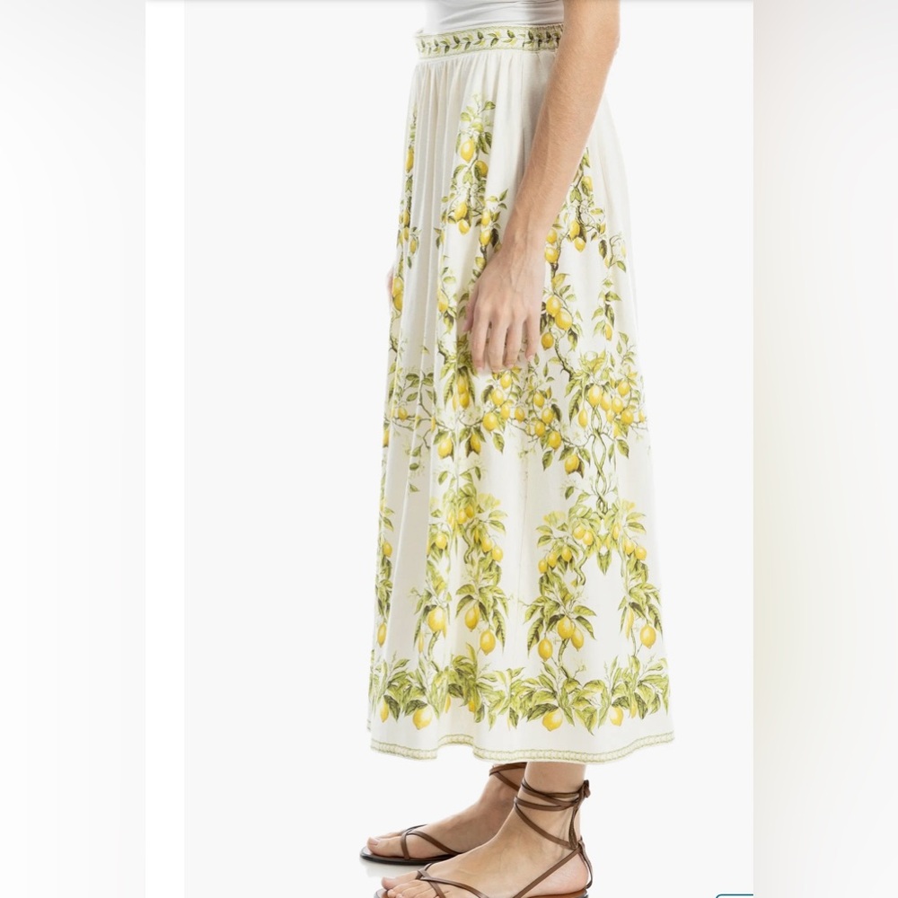 🆕 NWT! Max Studio Border Print Maxi Skirt in Lemon Tree